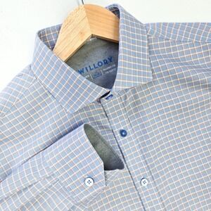 Twillory Shirt Mens 17 34/35 Tailored Fit Performance‎ Button Down Check Plaid